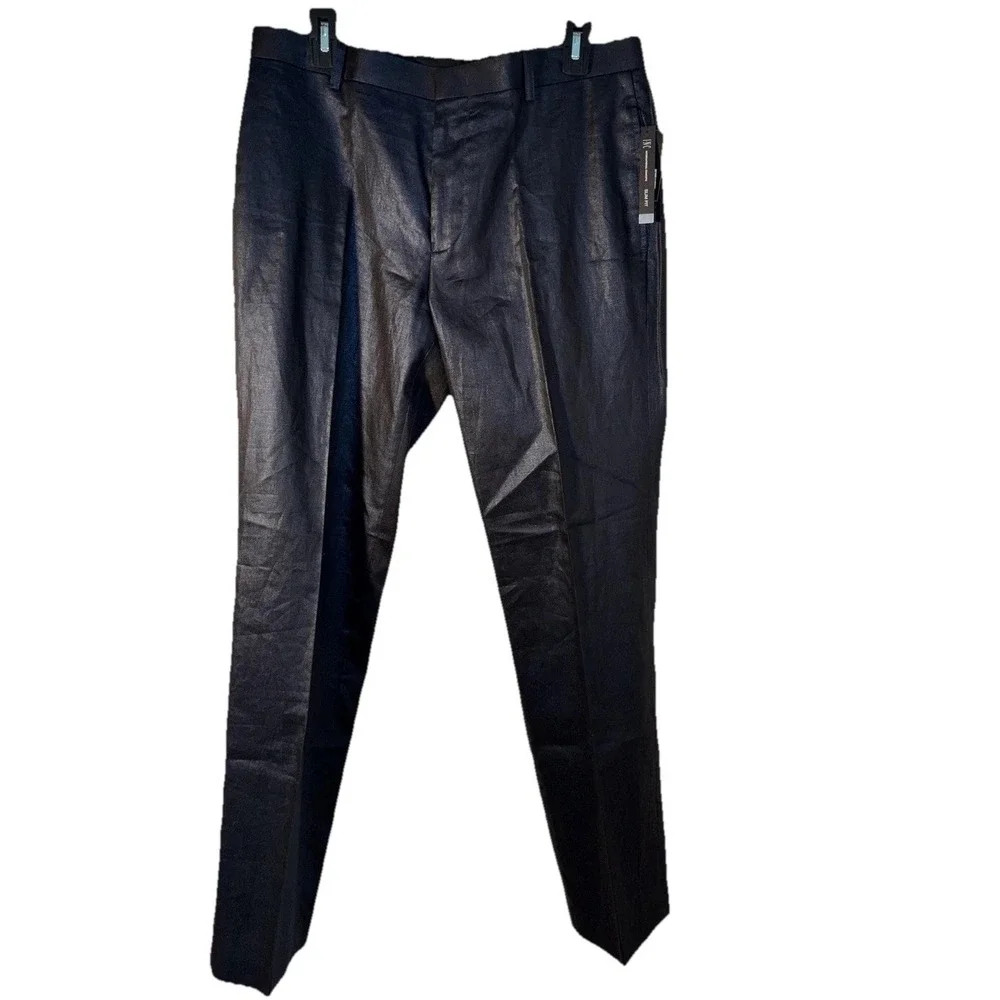 INC International Concepts Pants Mens 32x32 Blue Milan Slim Fit Dress Flat Front